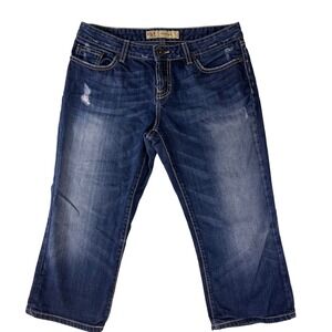 BKE Hannah Denim Capri Jeans Distressed Dark Wash Cropped Womens Size‎ 30
